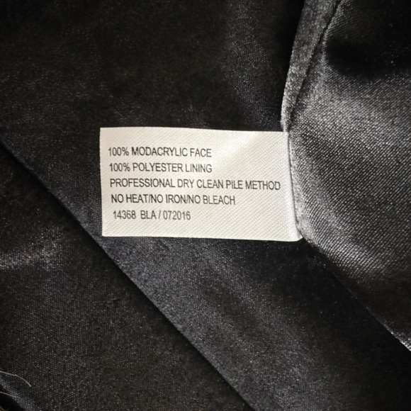 Fabulous Furs faux fur coat size L black cream beige pockets and front closure - Picture 8 of 9